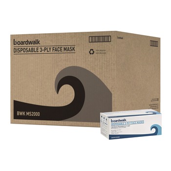 FACE MASKS | Boardwalk MS2000 3-Ply General Use Face Mask - Blue (2000/Carton)