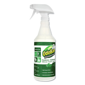 OdoBan 910062-Q12 32 oz Spray Bottle RTU Odor Eliminator and Disinfectant - Eucalyptus Scent (12/Carton)
