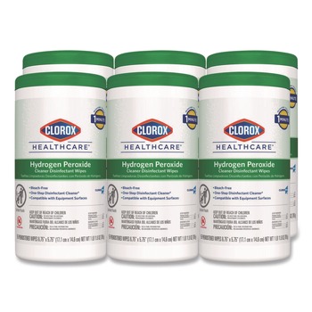 Clorox Healthcare 30825 5.75 in. x 6.75 in. Hydrogen Peroxide Cleaner Disinfectant Wipes - White Unscented (6/Carton)