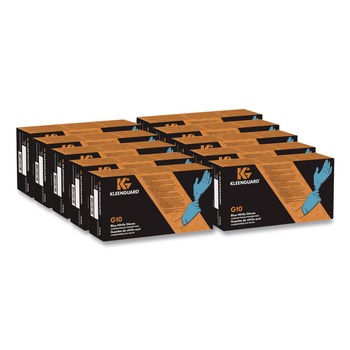 CLEARANCE | KleenGuard 57372 9.5 in. Long 6 mil Thick Powder-Free G10 Nitrile Gloves - Medium Blue (10-Boxes/Carton)