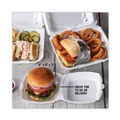 Food Containers & Lids | Pactiv Corp. YTH100800000 6.38 in. x 6.38 in. x 3 in. Foam Hinged Lid Container With Single Tab Lock - White (500/Carton) image number 6