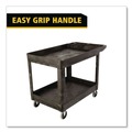 Carts | Rubbermaid Commercial FG452089BLA 25.78 in. x 45.25 in. x 33.25 in. 500 lbs. Capacity 2 Shelves Plastic Heavy-Duty Utility Cart with Lipped Shelves - Black image number 3