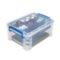 Office Boxes & Bins | Advantus 37371 6 Sections 10.38 in. x 14.25 in. x 6.5 in. Super Stacker Divided Storage Box - Clear/Blue image number 2