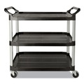 Carts | Rubbermaid Commercial FG342488BLA 18-5/8 in. x 33-5/8 in. x 37-3/4 in. Three-Shelf Economy Plastic Cart - Black image number 0