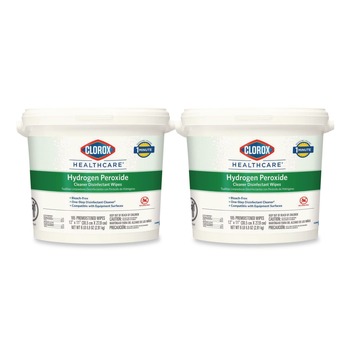 Clorox Healthcare 30826 11 in. x 12 in. Hydrogen Peroxide Cleaner Disinfectant Wipes - White Unscented (2/Carton)