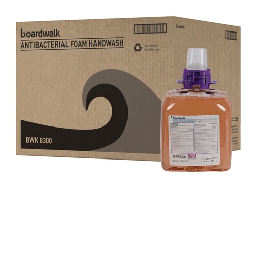 Soap Refills | Boardwalk 6162-04-GCE00VL 1250 ml. Foam Antibacterial Handwash Refill - Fruity (4/Carton) image number 0