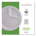 Plates | Eco-Products EP-P007NFA Vanguard 10 in. diameter 3-Compartment Renewable and Compostable Sugarcane Plates - White (500/Carton) image number 4