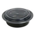 Food Containers & Lids | GEN FCPP-BC-16RND 6.29 in. x 6.29 in. x 1.96 in. 16 oz. Plastic Microwavable Food Container with Lid - Round Black/Clear (150/Carton) image number 0