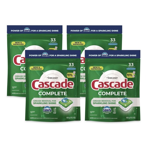 Dishwashing Detergents | Cascade 80857484 17.6 oz Complete ActionPacs - Fresh Scent (4/Carton) image number 0