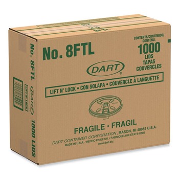 Dart 8FTL Lift 'n' Lock 8 oz. Foam Cup and Container Lids - White (1000/Carton)