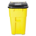 Outdoor Waste Receptacles | Rubbermaid Commercial FG9W2700YEL 50 Gallon Molded Plastic Square Brute Rollout Container - Yellow image number 1