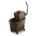 Buckets & Wringers | Rubbermaid Commercial FG758088BRN 35 qt. WaveBrake 2.0 Side-Press Plastic Bucket/Wringer Combos - Brown image number 0