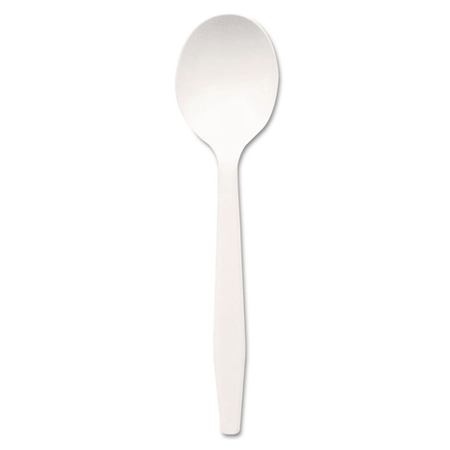 Disposable Spoons | Dixie PSM21 Plastic Mediumweight Soup Spoons - White (1000/Carton) image number 0