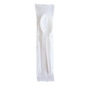 Disposable Spoons | Boardwalk BWKSOUPWHPS Heavyweight Wrapped Polystyrene Soup Spoon Cutlery - White (1000/Carton) image number 0
