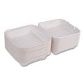 Food Containers & Lids | Eco-Products EP-HC81 Vanguard 8 in. x 8 in. x 3 in. Compostable Sugarcane Clamshells - White (200/Carton) image number 3