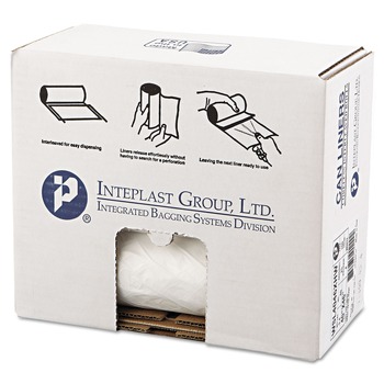 Inteplast Group WSL4046XHW 45 gal. 0.8 mil 40 in. x 46 in. Low-Density Commercial Can Liners - White (25 Bags/Roll, 4 Rolls/Carton)