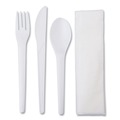 Cutlery Kits | Eco-Products EP-S015 Plantware Compostable Fork/Knife/Napkin/Spoon Cutlery Kit - Pearl White (250/Carton) image number 0