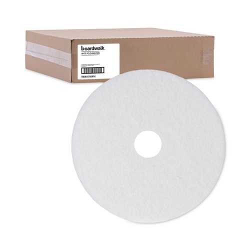Floor Pads-Cleaning, Buffing & Polishing | Boardwalk BWK4014WHI 14 in. Diameter Polishing Floor Pads - White (5/Carton) image number 0
