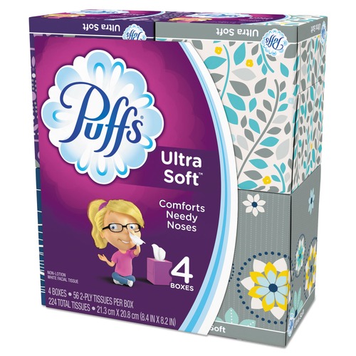 Facial Tissues | Puffs 35295PK 2-Ply Ultra Soft Facial Tissue - White (4/Pack) image number 0