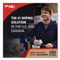 Perforated Roll & Hand Towels | WypAll 41055 12.4 in. x 12.2 in. Power Clean Jumbo Roll X80 Heavy Duty Cloths - Red (1/Carton) image number 3