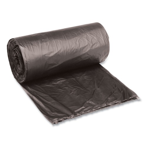 Low-Density Trash Bags | Boardwalk H4823RKKR01 10 Gallon 0.35 mil 24 in. x 23 in. Perforated Roll Low-Density Waste Can Liners - Black (50 Bags/Roll, 10 Rolls/Carton) image number 0