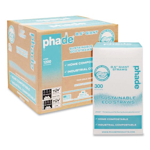 Straws/Stems/Sticks | phade 511169 8.5 in. PHA Wrapped Marine Biodegradable Straws - Ocean Blue (300/Box, 4 Boxes/Carton) image number 0