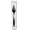 Disposable Forks | Dixie FH53C7 Individually Wrapped Heavyweight Polystyrene Forks - Black (1000/Carton) image number 0