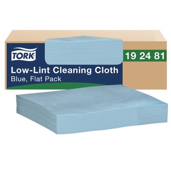 Tork 192481 12 in. x 12 in. 1-Ply  Low-Lint Cleaning Cloth - Blue (250/Carton)