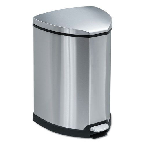 Indoor Waste Receptacles | Safco 9685SS 4 Gallon Stainless Steel Step-On Receptacle - Chrome/Black image number 0