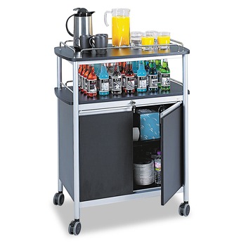 REFRESHMENT STATIONS | Safco 8964BL 33.5 in. x 21.75 in. x 43 in. 4 Shelves Plastic Mobile Beverage Cart - Black