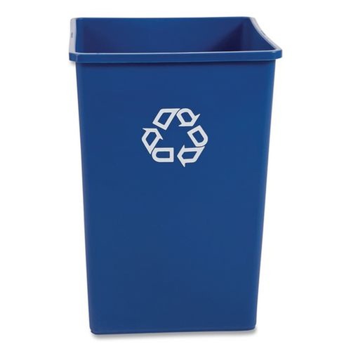 Indoor Waste Receptacles | Rubbermaid Commercial FG395873BLUE 35 gal. Plastic Square Recycling Container - Blue image number 0