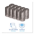 Low-Density Trash Bags | Boardwalk H4832RKKR01 16 Gallon 0.35 mil 24 in. x 32 in. Perforated Roll Low-Density Waste Can Liners - Black (50 Bags/Roll, 10 Rolls/Carton) image number 3