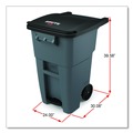 Indoor Waste Receptacles | Rubbermaid Commercial 1971956 50 Gallon Brute Step-On Rollouts - Metal/Plastic, Gray image number 2