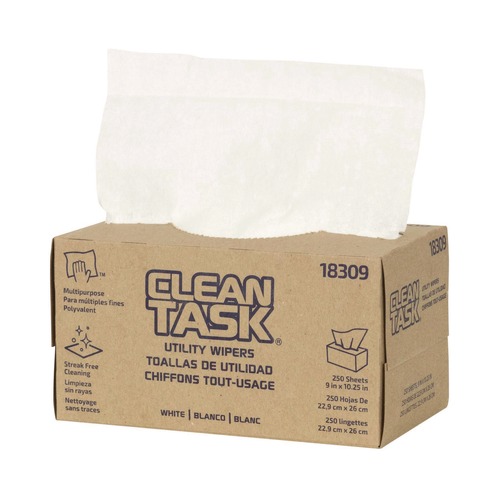 Perforated Roll & Hand Towels | Sellars 18309 1-Ply 9 x 10.25 Clean Task Utility Wipers - White (24/Carton) image number 0