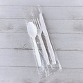 Cutlery Kits | Boardwalk BWK3KITHVYWH 3-Piece Polystyrene Fork/Knife/Teaspoon Cutlery Kit - White (250/Carton) image number 3