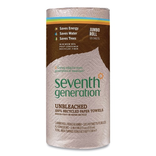 Perforated Roll & Hand Towels | Seventh Generation 13720 2-Ply 11 x 9 Natural Unbleached 100 Percent Recycled Paper Kitchen Towel Rolls (120-Sheets/Roll) image number 0