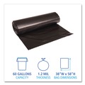 Low-Density Trash Bags | Boardwalk X7658SKKR01 38 in. x 58 in. 60 gal. 1.2 mil Recycled Low-Density Polyethylene Can Liners - Black (100/Carton) image number 3