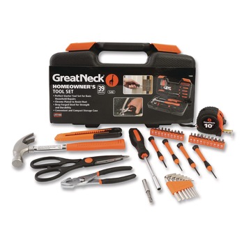  | Great Neck 73802 12.38 in. x 3 in. x 7.25 in. Homeowner's 39-Piece Tool Set with Carry Case