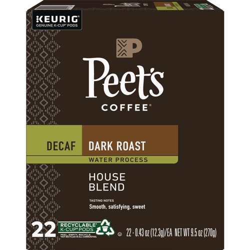 Coffee - Caffeinated | Peet's Coffee & Tea 5000363996 K-Cups - House Blend Decaf (22/Box) image number 0