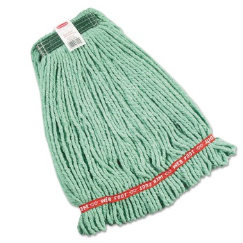 Rubbermaid Commercial FGA21206GR00 Web Foot Shrinkless Cotton/Synthetic Medium Wet Mop Heads - Green (6/Carton)