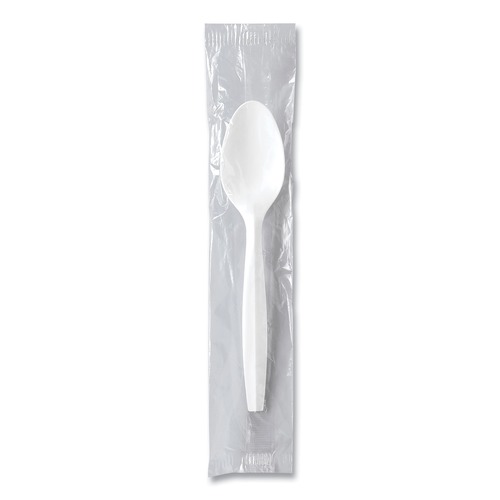 Disposable Spoons | SOLO MOW3-0007 Individually Wrapped Regal Mediumweight Plastic Cutlery Spoon - White (1000/Carton) image number 0