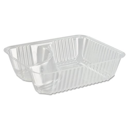 Food Trays & Liners | Dart C56NT2 5 in. x 6 in. x 1.5 in. 2-Compartments ClearPac Small Nacho Plastic Tray - Clear (500/Carton) image number 0