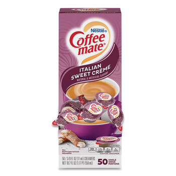 Coffee-Mate 12220663 0.38 oz Mini Liquid Coffee Creamer Cups - Italian Sweet Cream (50/Box)