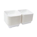 Food Containers & Lids | Eco-Products EP-HC6 6 in. x 6 in. x 3 in. Bagasse Hinged Sugarcane Clamshell Containers - White (500/Carton) image number 0