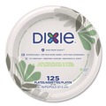 Plates | Dixie UX9PATH Pathways Soak-Proof Shield 8.5 in. Paper Plates - Green/Burgundy (125/Pack) image number 1