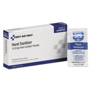 HAND SANITIZERS | First Aid Only 750013 0.9 g Gel Hand Sanitizer Packets for Unitized and First Aid Stations - Clean Scent (10/Box)