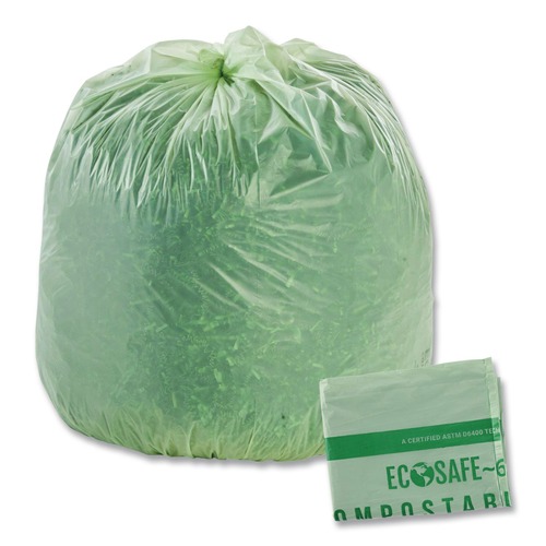 Repro Trash Bags | Stout by Envision E4860E85 64 Gallon 0.85 mil 48 in. x 60 in. EcoSafe-6400 Bags - Green (30/Box) image number 0