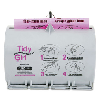 FEMININE CARE DISPENSER LINERS | Tidy Girl TGUDPV2 Plastic Feminine Hygiene Disposal Bag Dispenser - Gray