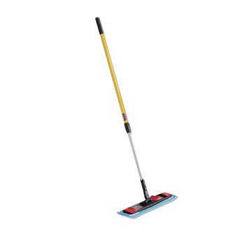 MOPS | Rubbermaid Commercial 2132426 19.5 in. x 5.5 in. Microfiber Head 48 in. to 72 in. Aluminum Handle Adaptable Flat Mop Kit - Blue/Yellow