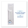 Cutlery Kits | Boardwalk BWKFKTNSMWPSWH 6-Piece Condiment/Fork/Knife/Napkin/Teaspoon Cutlery Kit - White (250/Carton) image number 6
